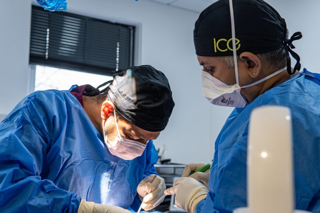 Postgraduate dental student treating a patient at ICE Dental Institute & Hospital in Manchester.